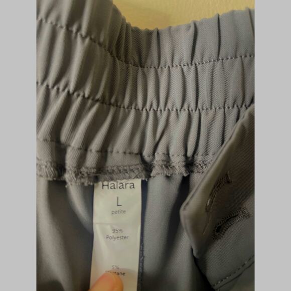 Halara Large Petite High Waist Button Front Shirred Straight Leg Work Pants - Picture 3 of 10